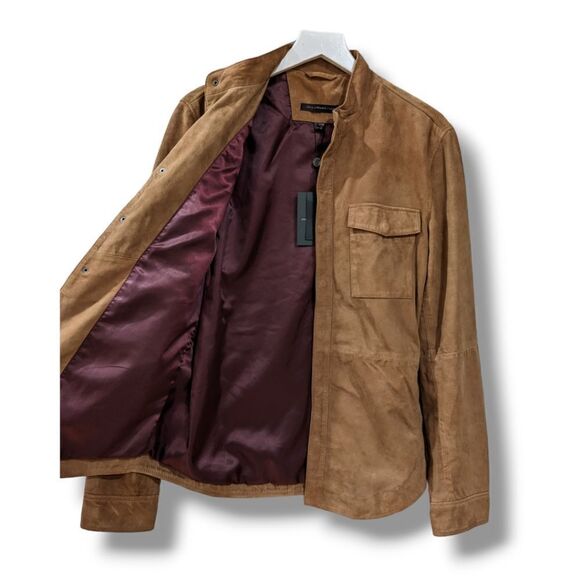John Varvatos Men's Goat Suede Leather Camel Tan Field Jacket Size S - Picture 3 of 16